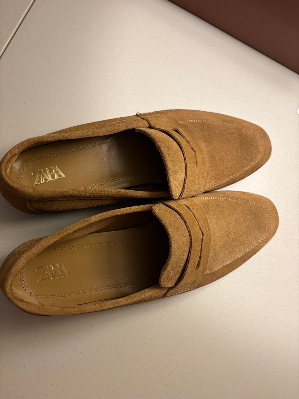 ZARA Women’s Tan Suede Loafers Penny Loafers EU 38 US 7.5 Slip On